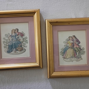 Paar Vintage eingerahmt viktorianische Ära Brautpaar Drucke 9 &quot;x 8&quot; x 1&quot;