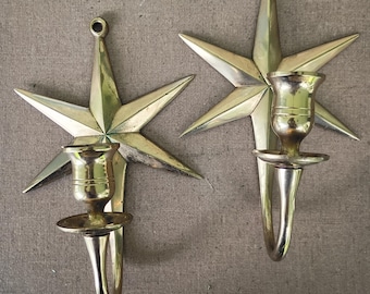 Par vägglampa i mässing, 50-tal, modern stil, sällsynta, stjärnformade