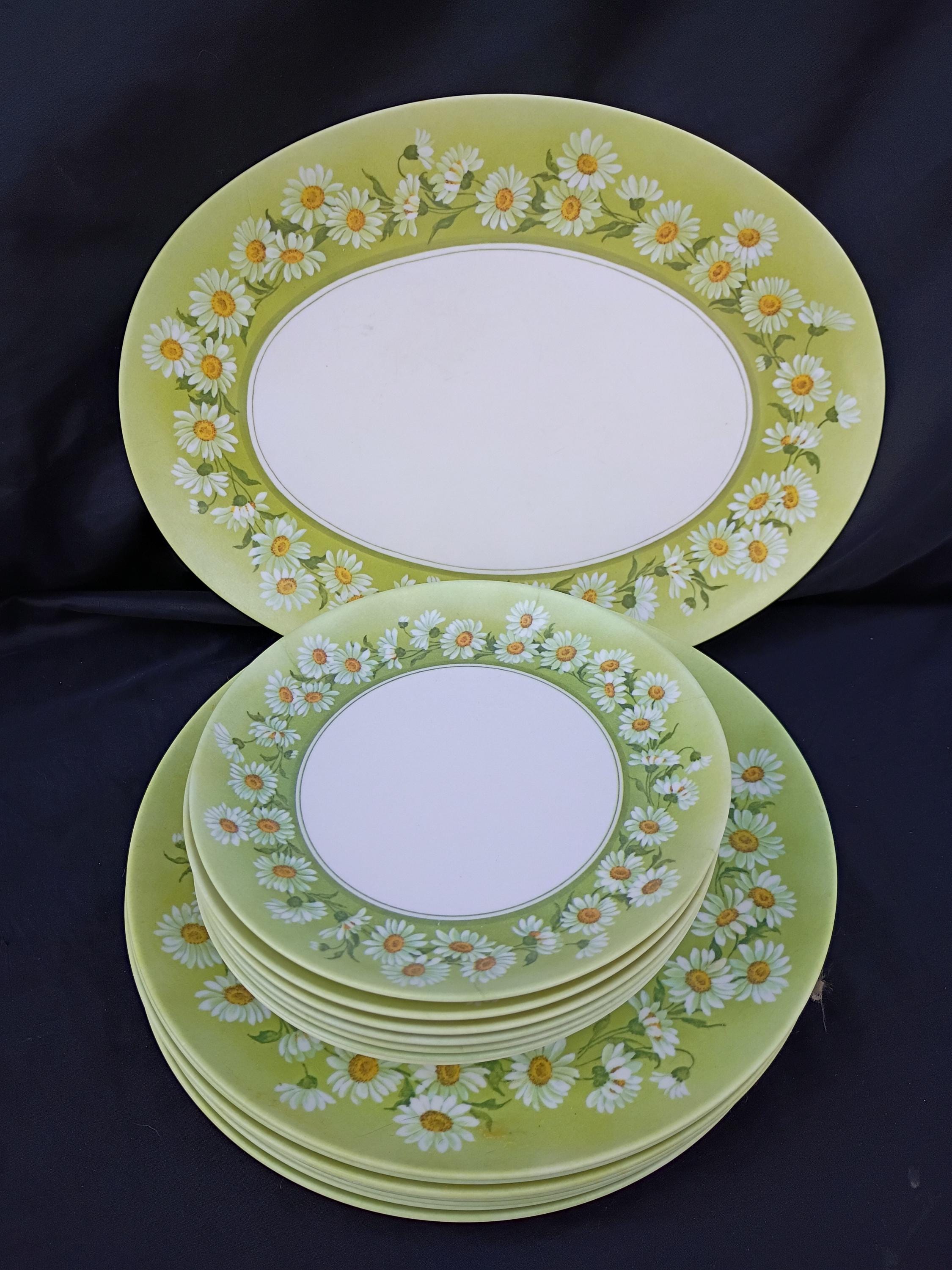 Vtg Melamine Daisy Pattern 16 Pc Dinner / Serving Set - Etsy