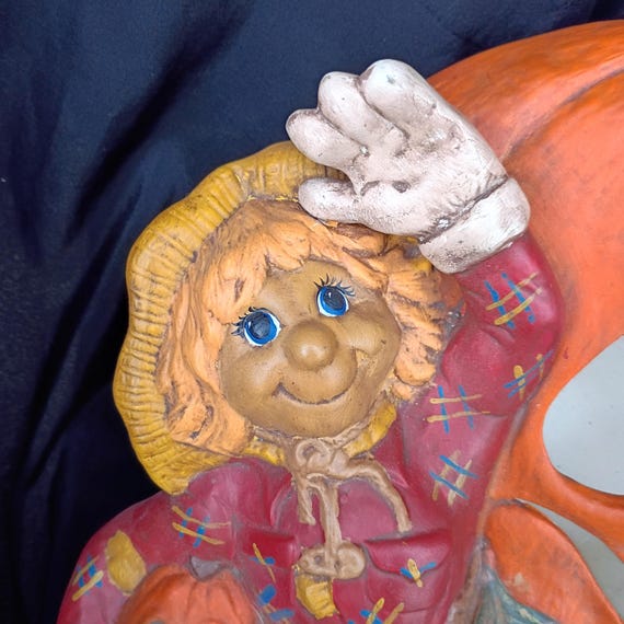 Vtg Holland Mold Ceramic Shelf Sitter Halloween Pumpkin and