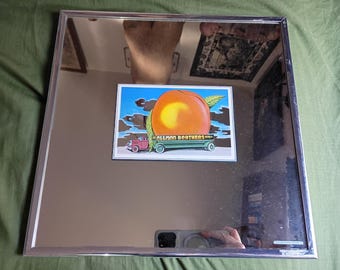 Vtg 12 3/4 "quadratisch Allman Brothers Eat a Peach Bar Spiegel 1972 Warner Bros