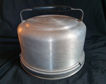 Vtg aluminio Mirro Cake Carrier utensilios de cocina de mediados de siglo