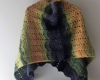 One-shoulder wool poncho, wool shoulder poncho, wool shawls, wool shawl, crochet poncho, handmade poncho, crochet poncho