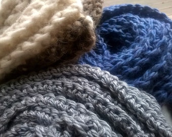 Crochet wool scarf, long crochet scarf