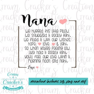 Arquivo de corte svg de citação de travesseiro Nana para Cricut e Silhouette Download instantâneo para travesseiro da vovó