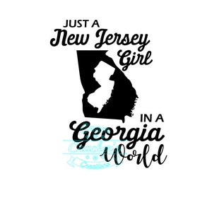 Fille du New Jersey dans un fichier de coupe svg du monde de Géorgie pour cricut, silhouette et autres coupeurs et traceurs, svg de l’état d’origine