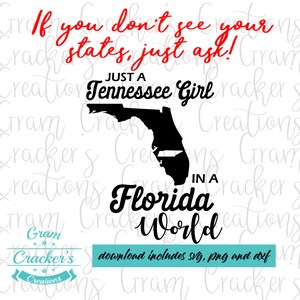 Nur ein Tennessee Mädchen in einer Mississippi Welt - SVG-Datei - Cricut - Silhouette-Datei - SVG PNG DXF Dateien - Instant download