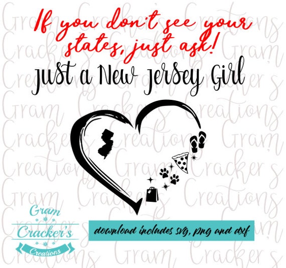 希少！音良！ Plusd 手書きロゴ！Jersey Girl New Jersey Girl SVG: Heart Silhouette Cut File (digital Download