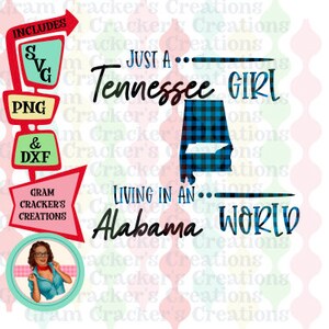 Juste une fille du Tennessee dans un monde de l’Alabama svg, Buffalo Plaid, Téléchargement instantané, silhouette, svg, Tennessee girl svg, Cricut cut file