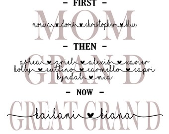Custom Mom Grandparent Names SVG: Personalized Family Tree (Digital Download)