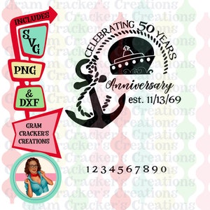 50 周年を祝うクルーズ船 cricut とシルエット用の svg カット ファイル