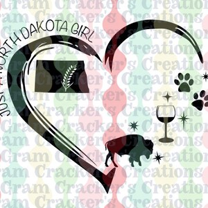 Just a North Dakota Girl SVG - fichier de coupe Cricut et Silhouette - téléchargement immédiat - Michigan SVG - Buffalo - blé dur