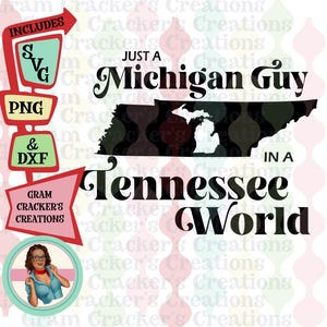 Gewoon een man uit Michigan Tennessee World svg, silhouet van North Carolina, silhouet van Michigan, svg, man van Tennessee, svg, Cricut gesneden bestand