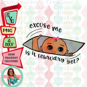 Com licença, svg de maternidade, espreitando o arquivo de corte do bebê, download instantâneo para cricut, silhueta, mamãe estará em fevereiro, tom de pele médio do bebê