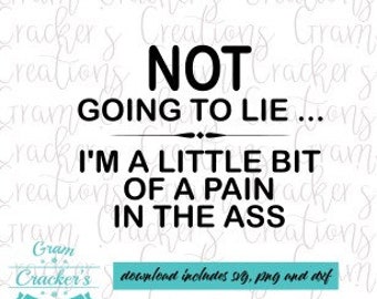 Ik ga niet liegen, ik ben een pijn in de kont svg, graphic tee cut file, pain in the ass,, svg bestanden cricut, silhouet, Instant download