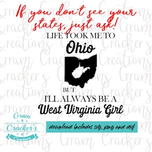 Archivo SVG de niña de Virginia Occidental en Ohio World (descarga digital)