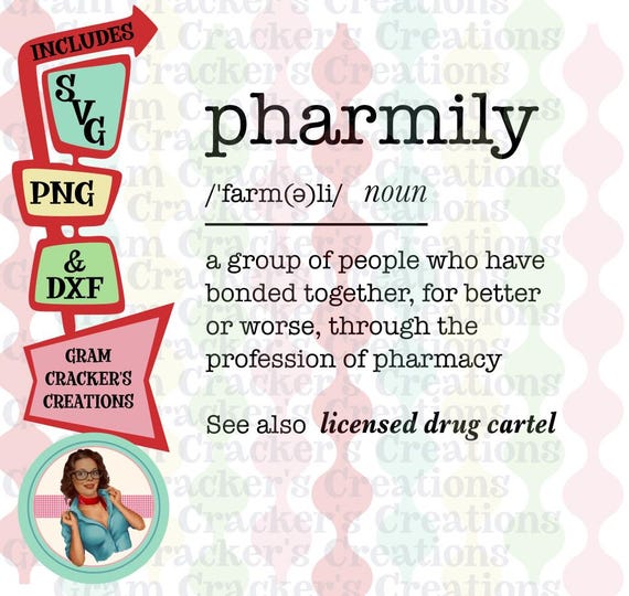 pharmily definition, dictionary, noun, pharmacist, cricut cut file, instant download, silhouette, svg