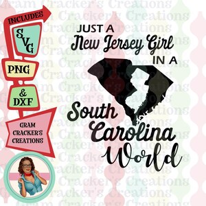 Tylko dziewczyna z New Jersey w pliku SVG do cięcia świata w Południowej Karolinie dla Cricut, Silhouette i innych urządzeń tnących, stan rodzinny