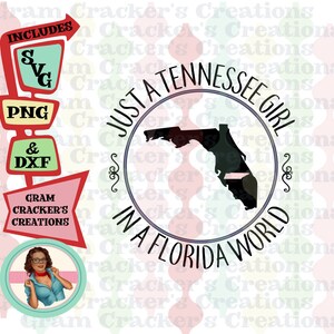 Just a Tennessee girl in a Florida world svg, png, dxf Datei für Cricut, Silhouette und andere Plotter und Cutter.
