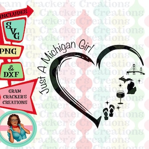 Nur ein Mädchen SVG mit Brücke - Cricut und Silhouette geschnitten Datei - Sofort download - Michigan SVG - Great Lakes - Michigan World