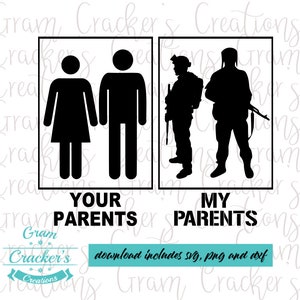 Militärische Eltern, stolze militärische Göre militärische Silhouette, Soldat svg geschnitten Datei für Cricut, Silhouette, patriotisch
