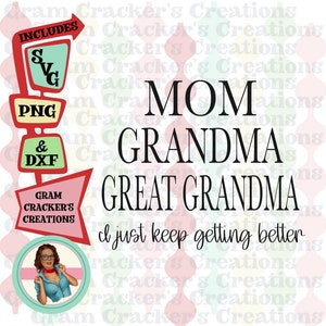 Moeder oma grote oma SVG, Instant Download cut-bestand voor de Cricut en silhouet
