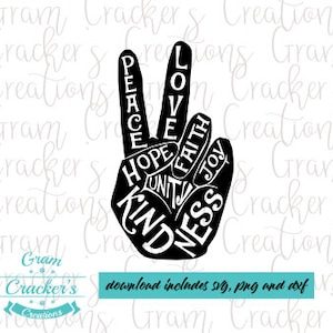 Fichier SVG paix - amour couper fichier - Silhouette fichier - gentillesse SVG - signe de paix fichier - espoir foi amour SVG Graphic Tee Svg