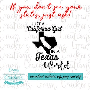 California Girl in a Texas World SVG Cut File