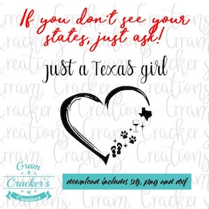 Just a Texas Girl SVG - Cricut and Silhouette Cut File - Instant download - Texas SVG - SVG Png Dxf - Texas World