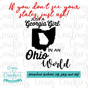 Archivo SVG de silueta de una chica de Georgia en Ohio (descarga digital)