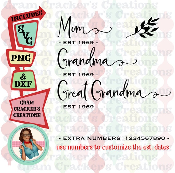 Mom Grandma Great Grandma Svg Instant Download Cut File for - Etsy