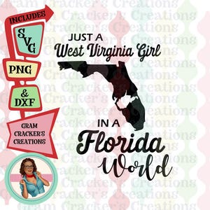 West Virginia Mädchen in einer Florida World svg schnitt Datei für Cricut und Silhouette, Florida Silhouette, West Virginia Silhouette, Heimatstaat