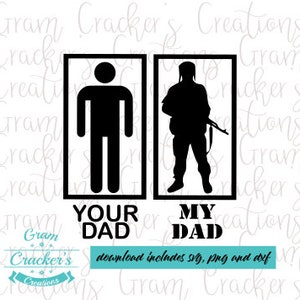 Militaire vader, je vader, mijn vader militaire silhouet, soldaat svg bestand knippen voor cricut, silhouet en andere scharen en plotters