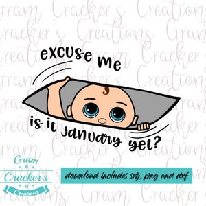 Com licença, svg de maternidade, espreitando o arquivo de corte do bebê, download instantâneo para cricut, silhueta, mamãe estará em janeiro