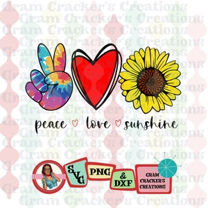 peace love sunshine svg cut file. instant download, silhouette, cricut,, peace, svg positive vibes, sunflower