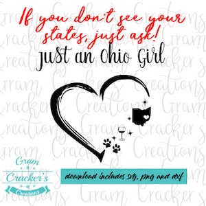 Solo una chica de Ohio, chica SVG - Archivo de corte para Cricut y Silhouette - Descarga instantánea - Ohio SVG - SVG Png Dxf - Ohio World
