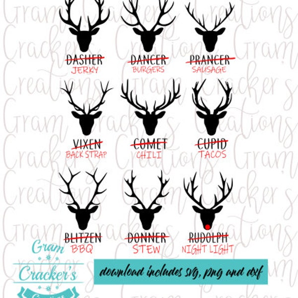 reindeer, santa's reindeer. reindeer meat svg file for cricut, silhouette and other cutters and plotters