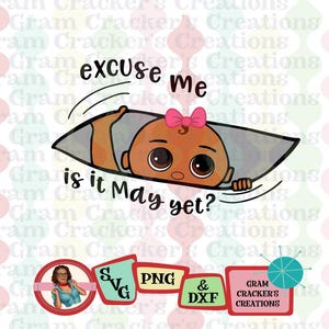 Com licença, é maio maternidade svg espiando arquivo de corte de bebê latino, cricut, máquinas de corte de silhueta gravidez, menino e menina bebê