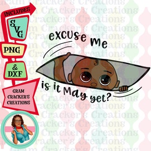 Com licença, pode ser maternidade afro-americana svg espreitando arquivo de corte de bebê, cricut, silhueta, gravidez Menino ou menina