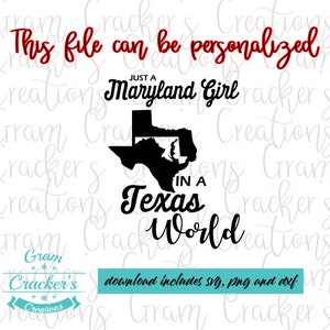 Maryland Girl in einer texanischen Welt, Instant Download SVG Cut Datei für Cricut und Silhouette