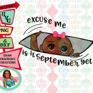 Com licença, é setembro, maternidade, afro-americano, svg, espreitando, arquivo de corte de bebê, cricut, silhueta, gravidez, menino ou menina