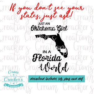 Nur ein Mädchen aus Oklahoma in einer Texas World Cut Datei - patriotischer Sofort-Download - Silhouette Cut File - Cricut Cut File -