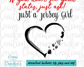 Just a Jersey Girl SVG - Cricut und Silhouette geschnitten Datei - Sofort download - Jersey SVG - SVG Png Dxf - Jersey World