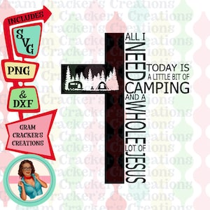 Camping y Jesús svg, archivo de corte de descarga instantánea para silueta y cricut, cristiano, carpa, cruz svg