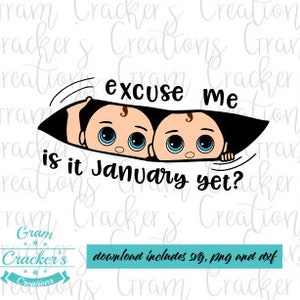 Com licença, svg de maternidade gêmea, espreitando o arquivo de corte do bebê, download instantâneo para cricut, silhueta, mamãe estará em janeiro