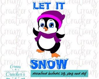 Let it snow cute penguin svg cut file winter decor. snowing cricut, silhouette and other cutting machines