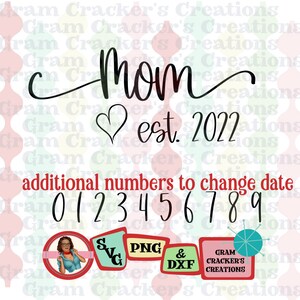 mãe est 2022, novo arquivo de corte svg de mãe para cricut, silhouette e outros cortadores e plotters, maternidade, gravidez