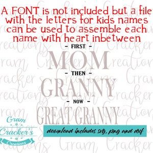 Eerste moeder toen oma nu grote oma svg, Instant Download cut-bestand voor Cricut en Silhouette, wordt geleverd met een leeg sjabloonbestand