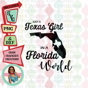 Nur ein Mädchen aus Texas in einer Florida-Welt, digitaler Download T-Shirt-Schnittdatei, Texas Silhouette, Südliches Mädchen-Mama-Shirt.