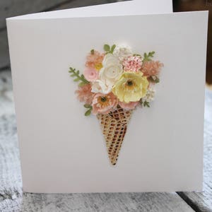 Fiore Gelato Cono Still Gelato card Compleanno Card Estate Partito Gelato quillato gelato
